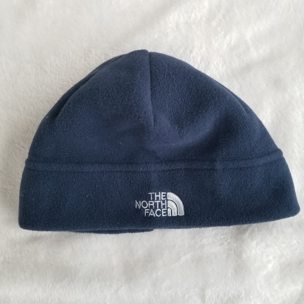 Vintage The North Face Hat Mens Blue Polartec Fleece Skully Beanie Winter USA